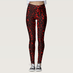 Dark Red Leopard Animal Print Leggings