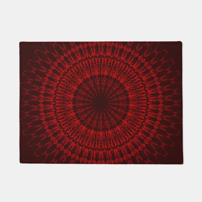 Dark Red Mandala Pattern Fußmatte (Vorderseite)
