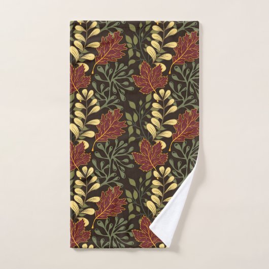 Dark red maple leaves floral pattern badhandtuch set (Handtuch)