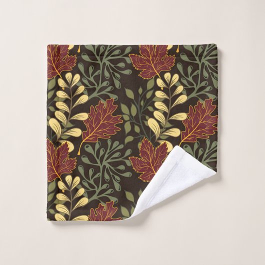 Dark red maple leaves floral pattern badhandtuch set (Waschlappen)