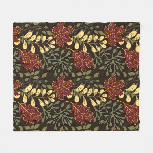 Dark red maple leaves floral pattern fleecedecke (Vorderseite (Horizontal))