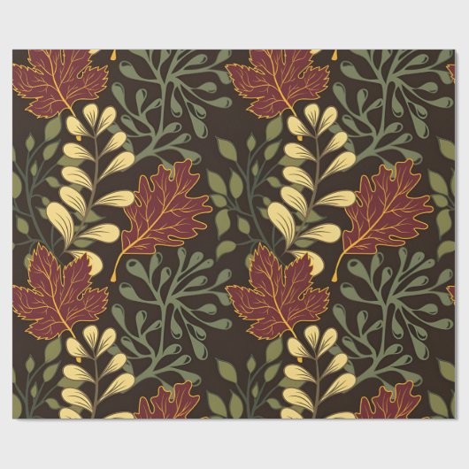 Dark red maple leaves floral pattern geschenkpapier (Flach)