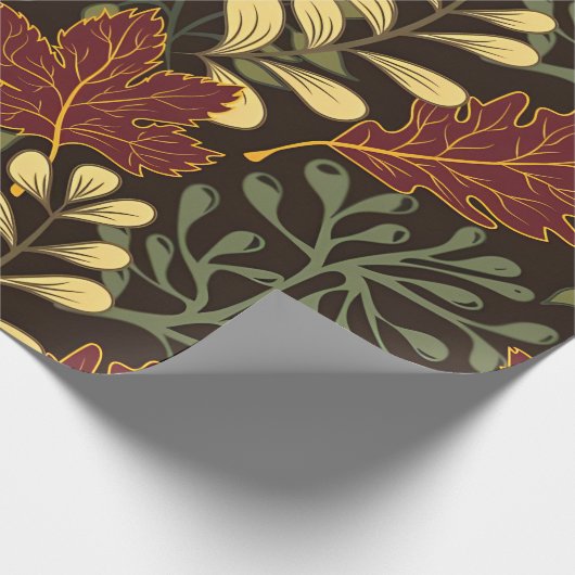 Dark red maple leaves floral pattern geschenkpapier (Ecke)