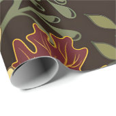 Dark red maple leaves floral pattern geschenkpapier (Rolleneckpunkt)
