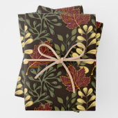 Dark red maple leaves floral pattern geschenkpapier set (Beispiel)