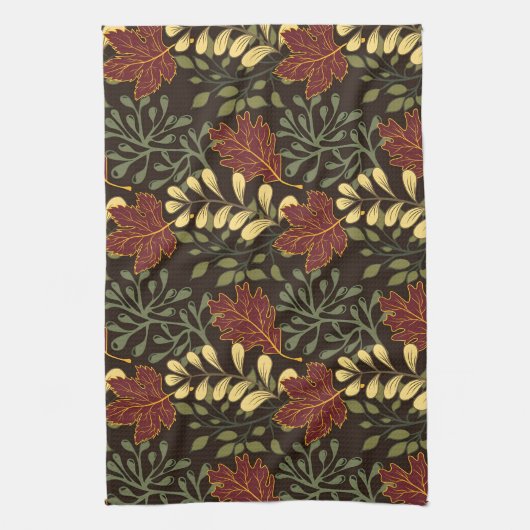 Dark red maple leaves floral pattern geschirrtuch (Vertikal)