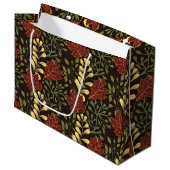 Dark red maple leaves floral pattern große geschenktüte (Vorderseite Schrägansicht)