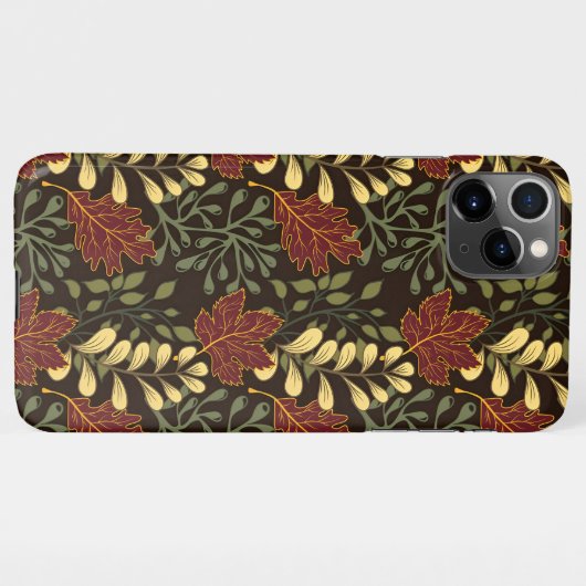 Dark red maple leaves floral pattern iPhone hülle (Rückseite (Horizontal))