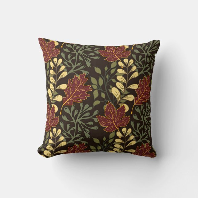 Dark red maple leaves floral pattern kissen (Vorderseite)