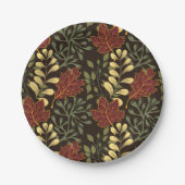 Dark red maple leaves floral pattern pappteller (Vorderseite)