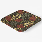 Dark red maple leaves floral pattern pappteller (Gewinkelt)