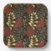 Dark red maple leaves floral pattern pappteller (Vorderseite)