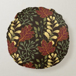 Dark red maple leaves floral pattern rundes kissen