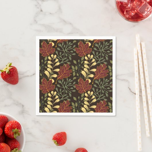 Dark red maple leaves floral pattern serviette (Beispiel)