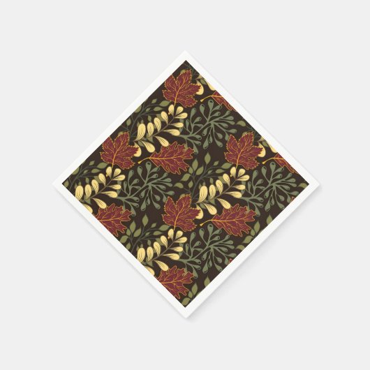 Dark red maple leaves floral pattern serviette (Ecke)