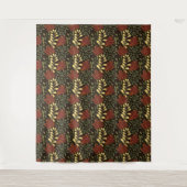 Dark red maple leaves floral pattern wandteppich (Vorderseite)