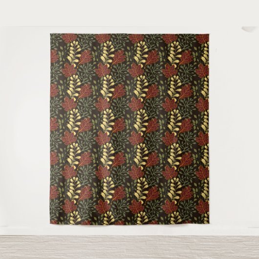 Dark red maple leaves floral pattern wandteppich (Vorderseite)
