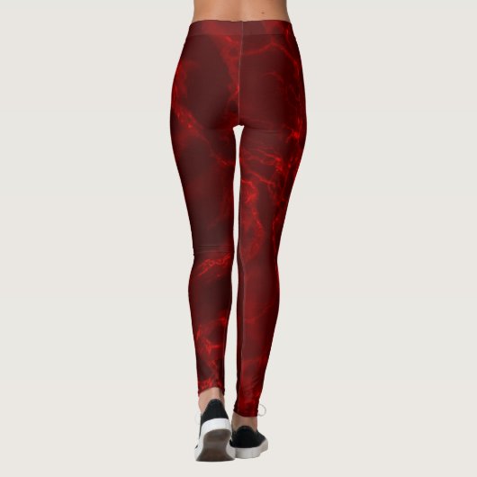 Dark Red Marble Texture Leggings (Rückseite)