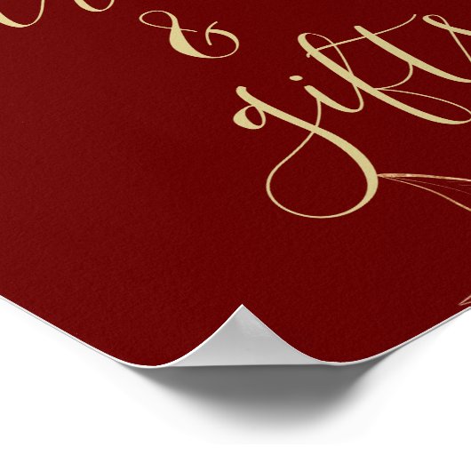 Dark Red Maroon & Gold Moderne Blumenkarten & Gesc Poster (Ecke)