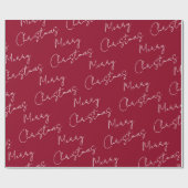 Dark Red Merry Christmas Geschenkpapier (Flach)