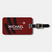 Dark Red Monogram Gepäckanhänger (Vorderseite horizontal)