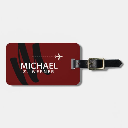 Dark Red Monogram Gepäckanhänger (Vorderseite horizontal)
