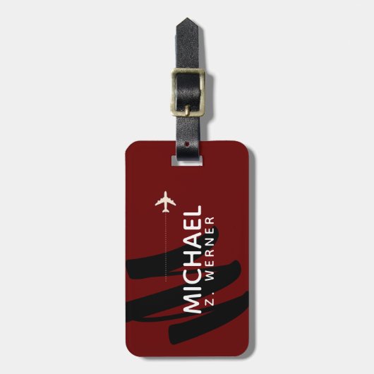 Dark Red Monogram Gepäckanhänger (Vorderseite vertikal)