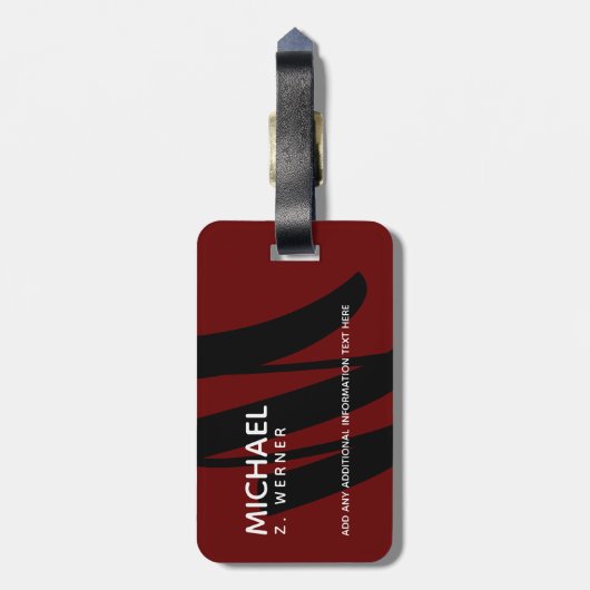 Dark Red Monogram Gepäckanhänger (Rückseite vertikal)