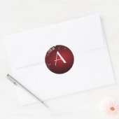 Dark Red Monogram Runder Aufkleber (Umschlag)