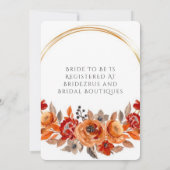 Dark Red Orange Floral Geometric Brautparty Einladung (Rückseite)