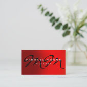 Dark Red Orange Hintergrund Monogram Business Card Visitenkarte (Stehend Vorderseite)