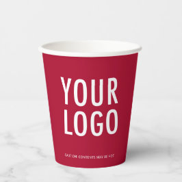 Dark Red Paper Cups Custom Business Logo 8 oz Pappbecher