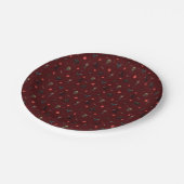 Dark Red Playful Halloween Pattern Pappteller (Schrägansicht)