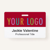 Dark Red PVC Name Abzeichen mit Clip Lanyard oder Ausweis (Vorderseite)