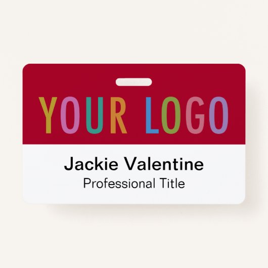 Dark Red PVC Name Abzeichen mit Clip Lanyard oder  Ausweis (Vorderseite)