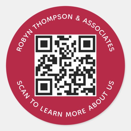Dark Red QR Code Aufkleber Benutzerdefinierter Fir (Vorderseite)