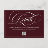 Dark Red Romantic Wedding Details Begleitkarte (Vorderseite)