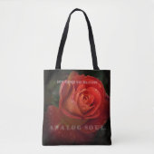 Dark Red Rose Macro Analog Soul Black Tote Bag Tasche (Vorderseite)