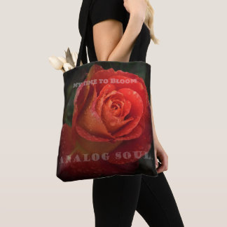 Dark Red Rose Macro Analog Soul Black Tote Bag Tasche