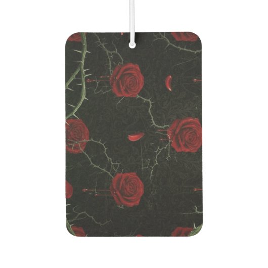 Dark Red Roses Thorns Gothic Pattern Autolufterfrischer (Vorderseite)