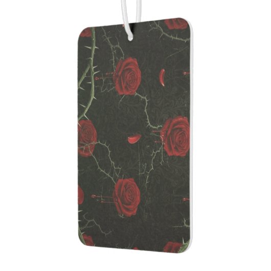Dark Red Roses Thorns Gothic Pattern Autolufterfrischer (Links)