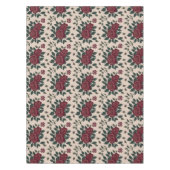 Dark Red Roses With Green Leaves Tischdecke (Vorderseite)