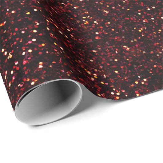 Dark Red Ruby Glitzer Geschenkpapier (Rolleneckpunkt)