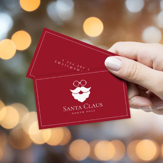 Dark Red Santa Claus Logo North Pole Custom Visitenkarte