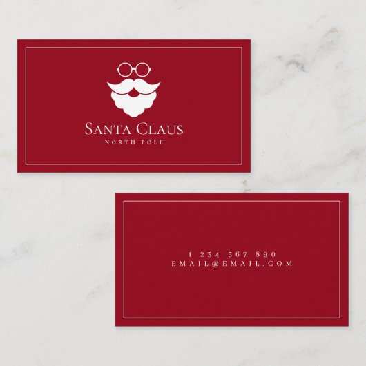 Dark Red Santa Claus Logo North Pole Custom Visitenkarte (Vorne/Hinten)