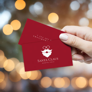Dark Red Santa Claus Logo North Pole Minimalist Visitenkarte