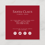 Dark Red Santa North Pole Custom Photo QR Code Quadratische Visitenkarte (Rückseite)