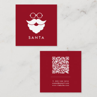 Dark Red Santa Services Minimal Cool Fun QR Code Quadratische Visitenkarte