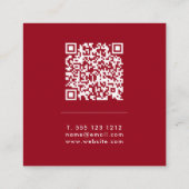 Dark Red Santa Services Minimal Cool Fun QR Code Quadratische Visitenkarte (Rückseite)