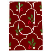 Dark Red Scallop Tile Weihnachtsspries Mittlere Geschenktüte (Rückseite)